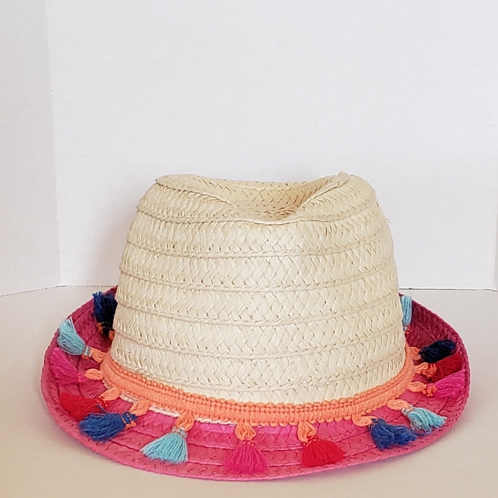 Kid's Straw Hat with Colorful Fringe